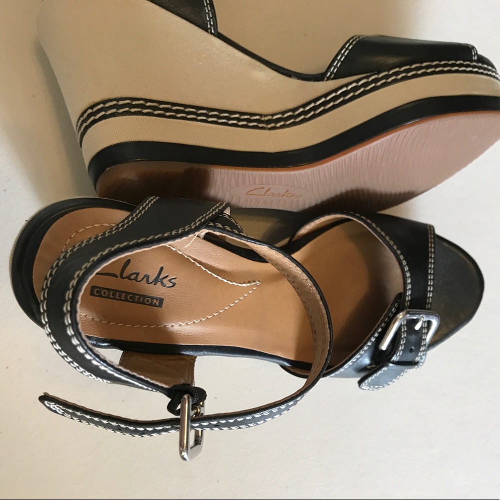 Clarks Collection Black Leather wedge shoes